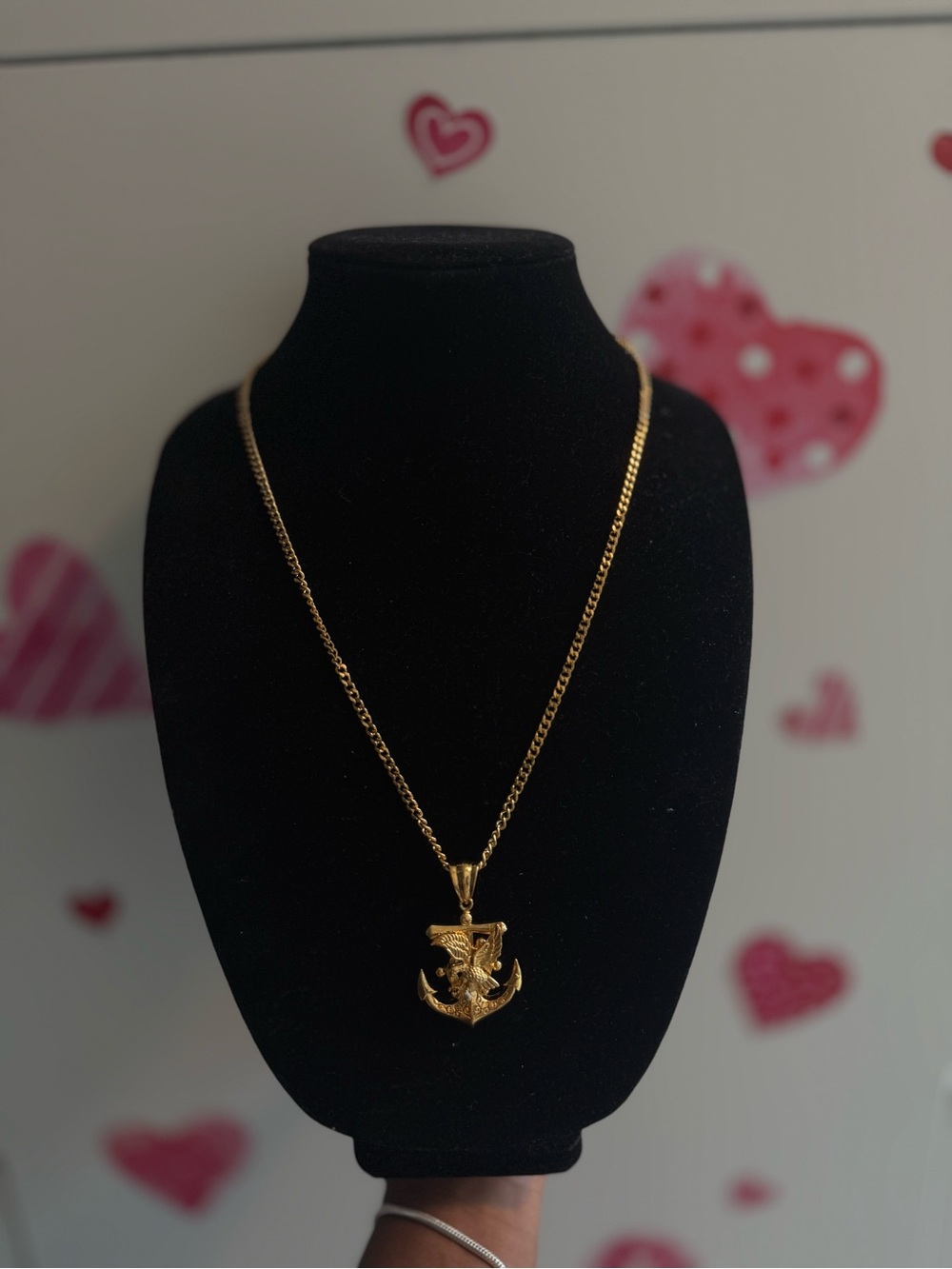Men's Gold Anchor Pendant Necklace - Classic Nautical Style